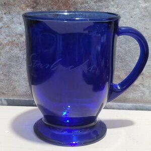 Vintage Starbucks Cobalt Blue Glass Pedestal Mug